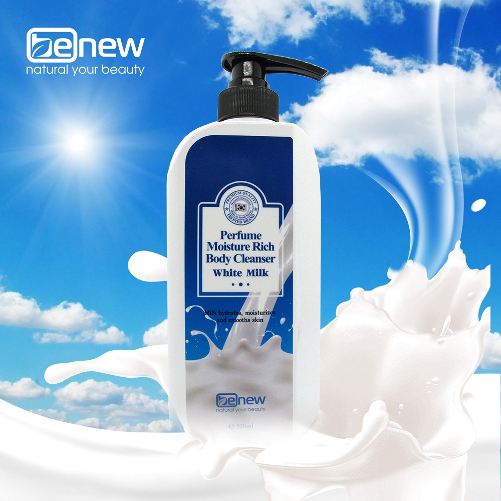 Sữa tắm nước hoa trắng da cao cấp Benew Perfume Moisture Rich Body Cleanser White Milk 500ml
