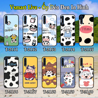 Ốp lưng Vsmart Live dẻo đen in hình Bò Sữa