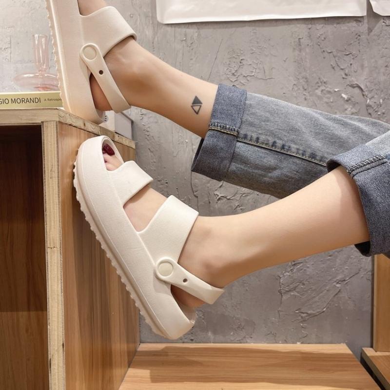 [Mã FAMARAL2 giảm 10k đơn từ 50k] Dép nữ, nam [Lù Store] Sandal bánh mì đế cao 2 màu đen trắng size kép 36-43