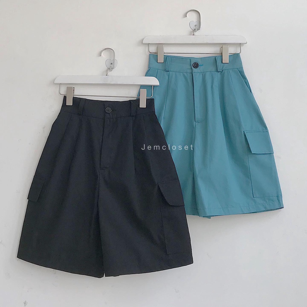 Quần Short Kaki Nữ Túi Hộp JEM CLOSET Quần Đùi Nữ Ống Rộng HANI Chất Vải Dày Dặn Màu Mặc Lên Sáng Da Rất Dễ Phối Đồ 2428