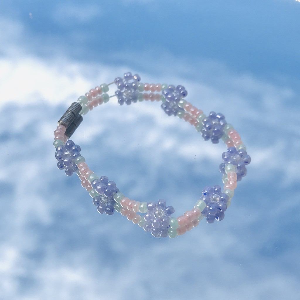 Handmade - Vòng tay hạt cườm hoa daisy nhiều màu