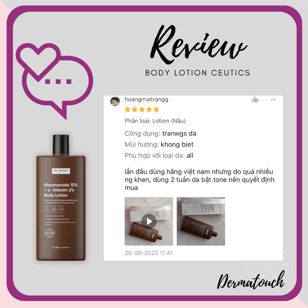 Dưỡng Thể Trắng Da Drceutics Body Lotion Giúp Làm Mịn Và Trắng da nhanh chóng 150mL - Dược Mỹ Phẩm Derma Touch