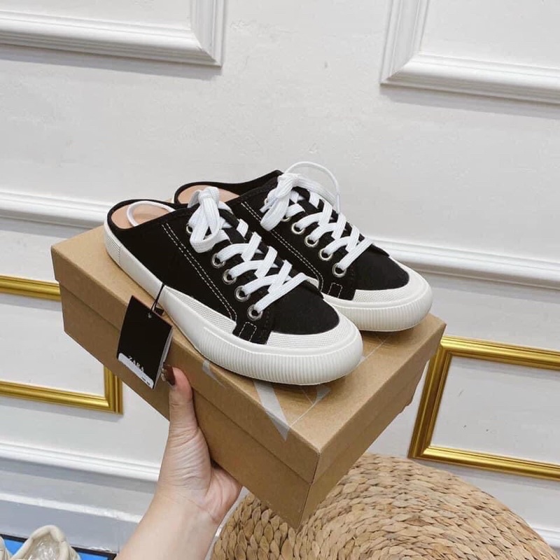 Giày sục thể thao sneakers ZR xuất trơn basic, giầy thể thao canvas Full box MS-6858