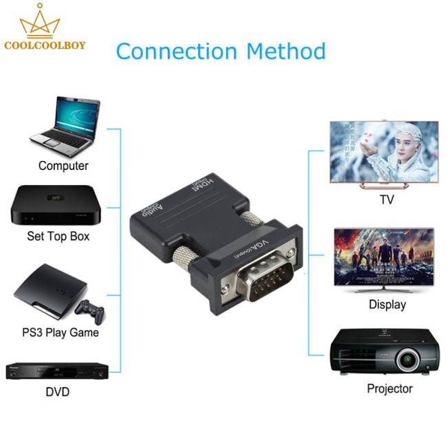 [COD] HDMI Female To VGA Male Converter 1080P HDMI To VGA Adapter Digital To Analog Audio Video Adapter for PC Laptop TV Box Projector