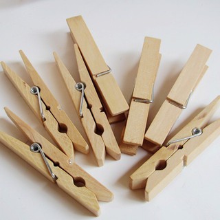Kẹp gỗ trơn - (Size 4,5cm/ 6cm x 7mm or 7,2cm x 9mm) - Set 10 chiếc kèm dây