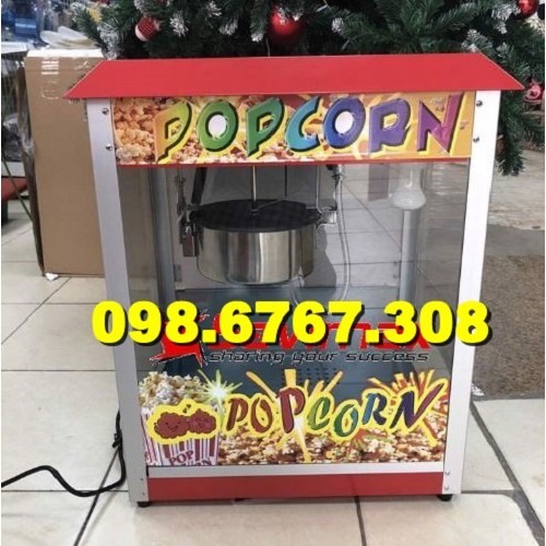 Máy làm bắp rang bơ chạy điện có tủ kính,máy nổ bỏng ngô.