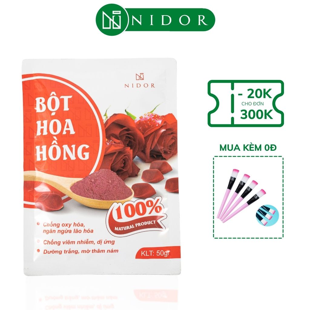 Bột hoa hồng handmade đắp mặt nạ - Dưỡng trắng da, mờ thâm, chống lão hoá - Natural 100%