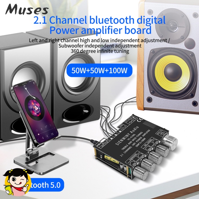 Bảng Mạch Khuếch Đại Âm Thanh Bluetooth Dc5-24v 50w + 50w + 100w 2.1 Kênh