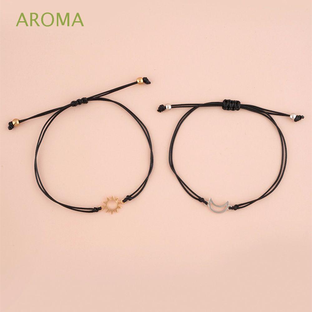 Vòng Tay Dây Bện Phối Mặt Hợp Kim Hình Mặt Trời Thời Trang Cho Cặp Đôi