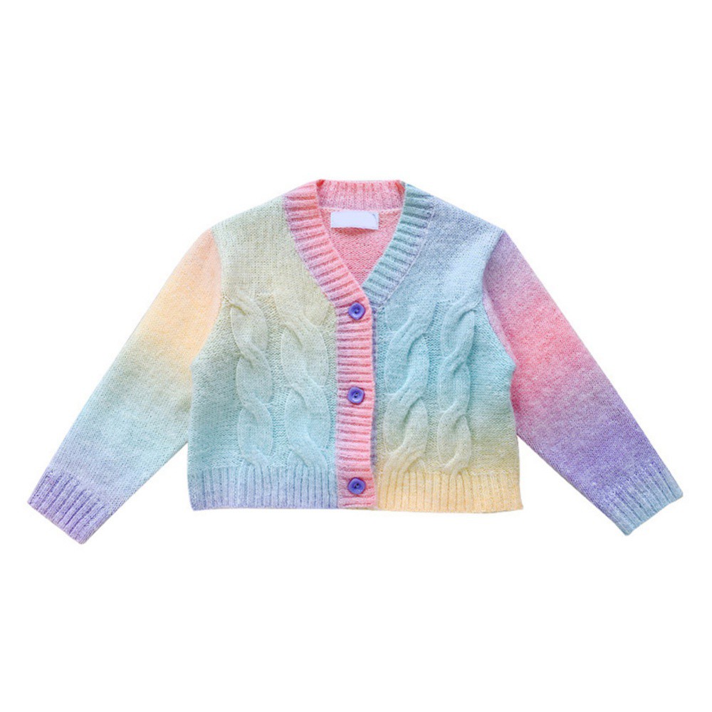 Áo Khoác Cardigan Dệt Kim Tay Dài Cổ Chữ V Thời Trang Xuân Thu Dành Cho Bé Gái 2-9 Tuổi
