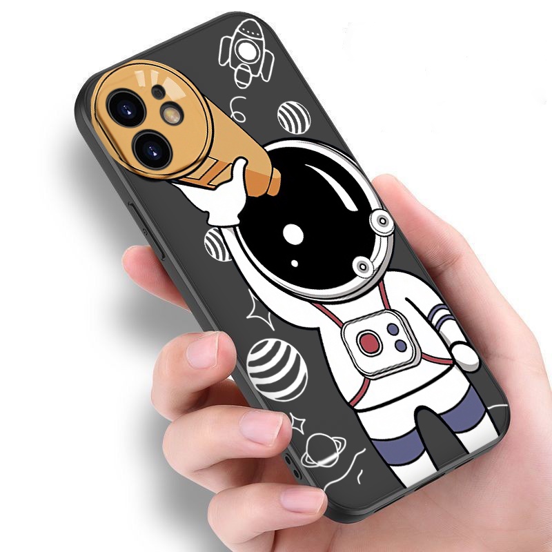 Ốp iphone - Ốp lưng iphone cạnh vuông Phi hành gia ống nhòm dành cho ip 6 đến 14promax - ng042