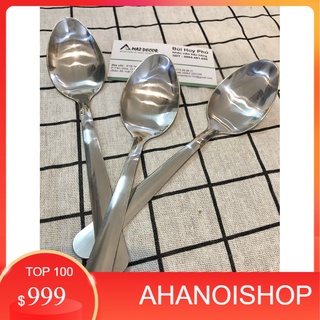 Bộ thìa muỗng inox cán dài ăn phở súp bún miến cháo inox sáng bóng đẹp cao cấp dày dặn