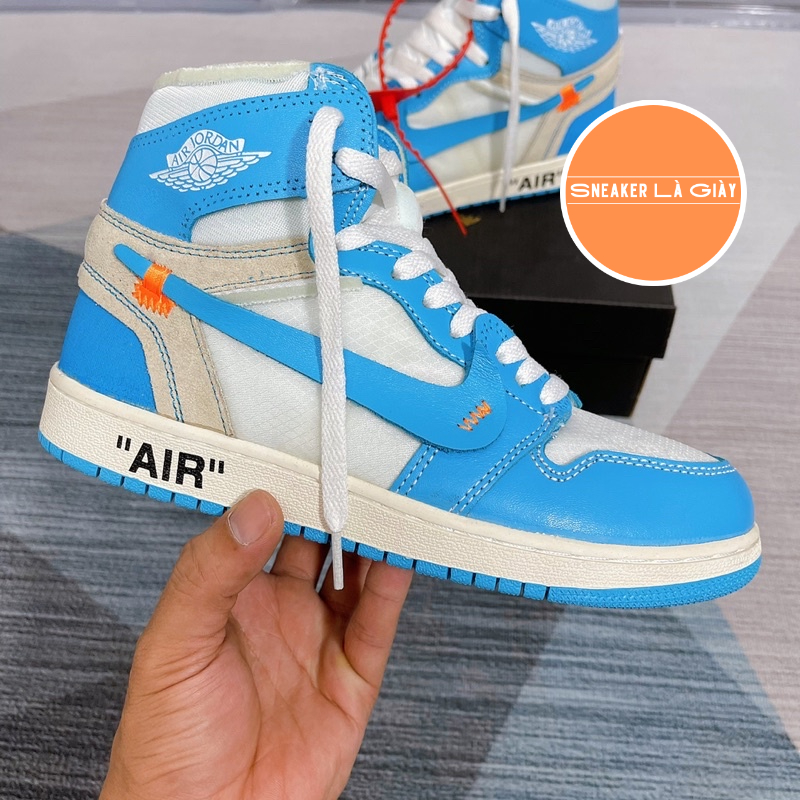 Giày Jordan High Offwhite UNC Blue ( JD1 Cổ Cao Offwhite Unc blue ) - Bản đẹp Fullbox