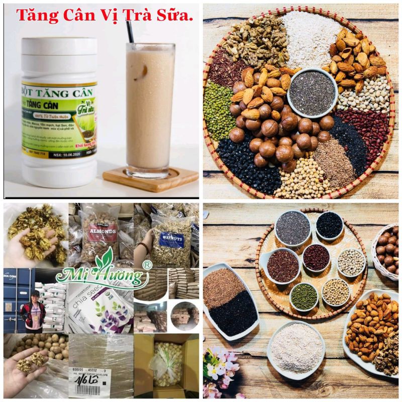 Ngũ cốc Tăng Cân Mị Hương 100% từ tự nhiên vị trà sữa thơm ngon với hơn 20 loại hạt, tăng cân an toàn. ( Tặng kèm chai)