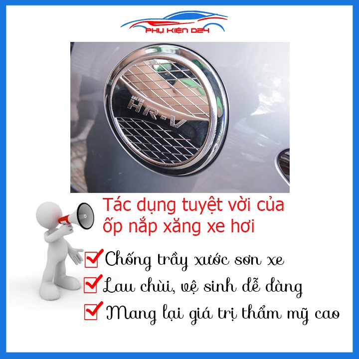 Ốp nắp bình xăng Honda HRV 2016-2021 mạ crom chống trầy trang trí ô tô