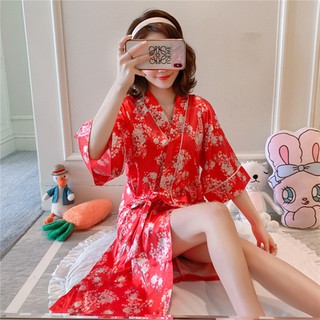 Đầm Ngủ Kimono Lụa Lạnh Thiết Kế Plus Size 500 +
