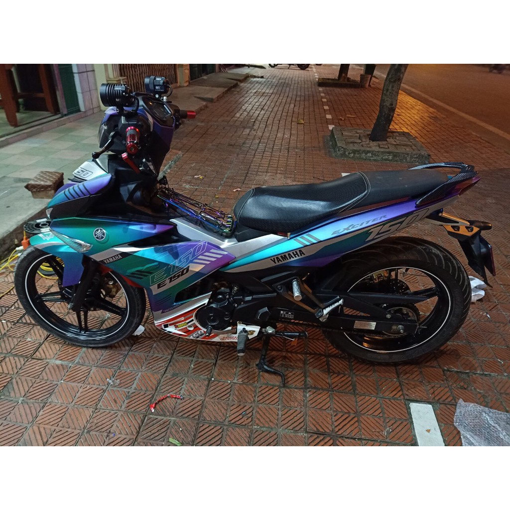 Tem trùm exciter 150 xanh tím đẹp, độ tem ex 150, team xe xanh tím