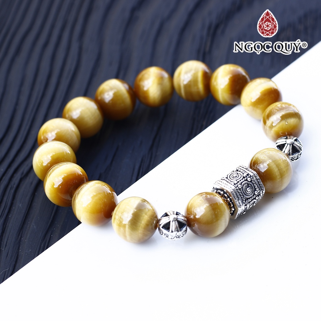 Vòng mắt hổ AAA phối charm bạc - Ngọc Quý