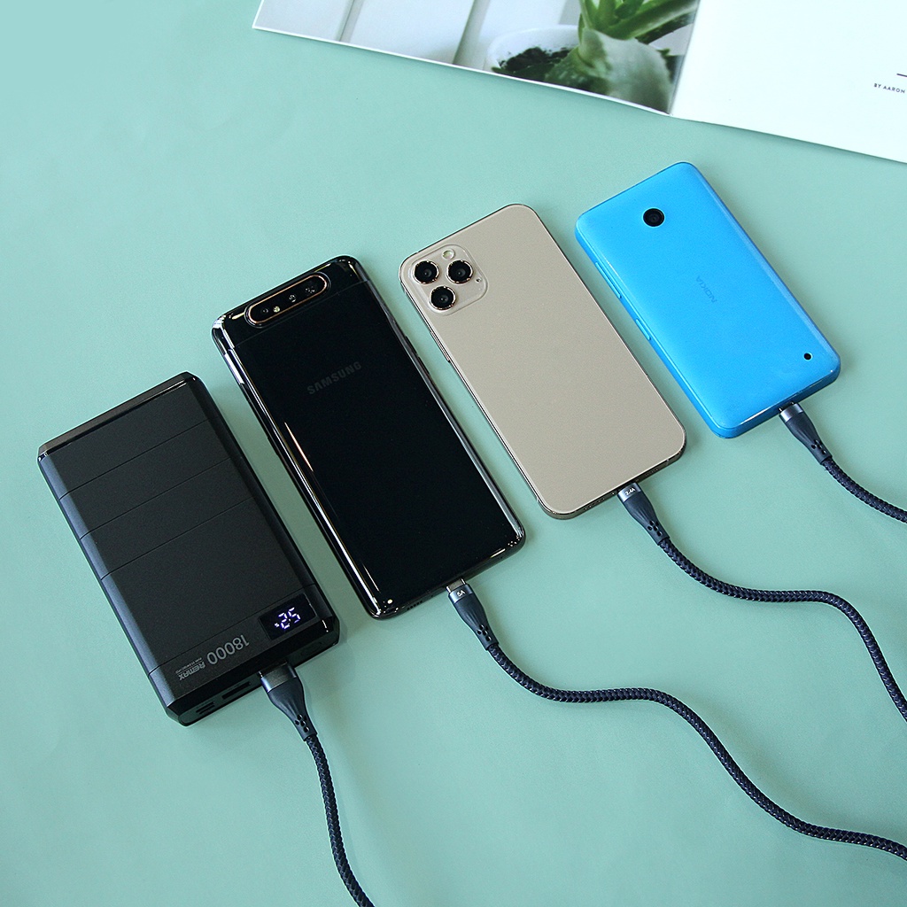 Bộ Củ Cáp Sạc Đa Năng 3in1 Remax RC-199TH - Bọc Dù Chống Đứt Gãy, Hỗ Trợ Truyền Dữ Liệu Dài 1,2M Remax Việt Nam