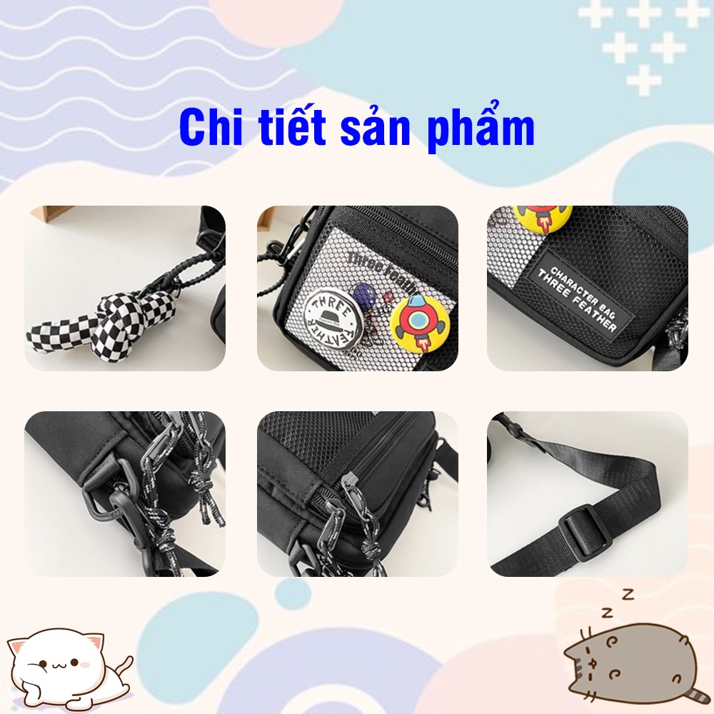 Túi Đeo Chéo Nam Nữ Đi Học, Đi Chơi Nhiều Ngăn Vải Canvas, Túi Đeo Chéo Có Khả Năng Chống Nước Arhi Shop