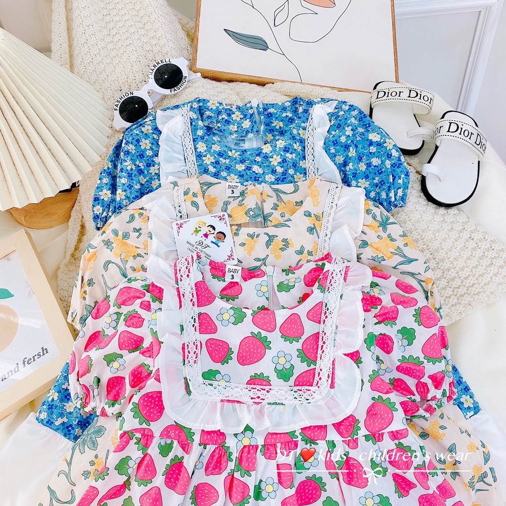 VAY47 - Váy bé gái, váy hoa chất thô giấy mềm mại cho bé từ 8-18kg