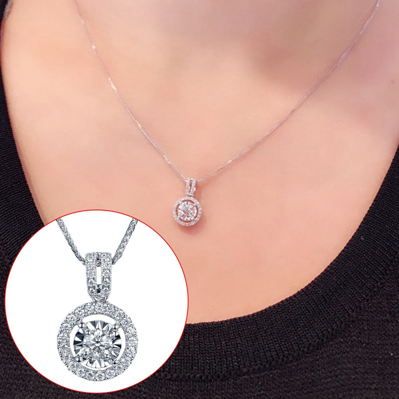 Dây chuyền mặt tròn đính đá zircon bạc 925 thời trang nữ