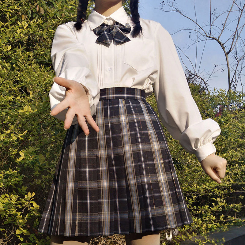 Ya Poem Honey New Arrivals【Firefly Starlight】With Gold OriginalJKUniform Plaid Skirt Japanese High School Student Pleated Skirt【5Month20Day After】