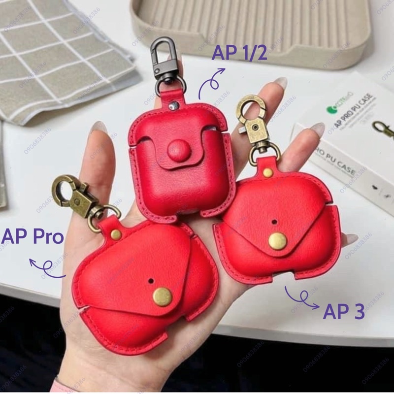 Bao Da Bảo Vệ Airpod Case Chính Hãng Coteetci cho AP 1/2, AP3, AP Pro, Có Nút Gài Kèm Móc Khoá Treo Siêu Đẹp