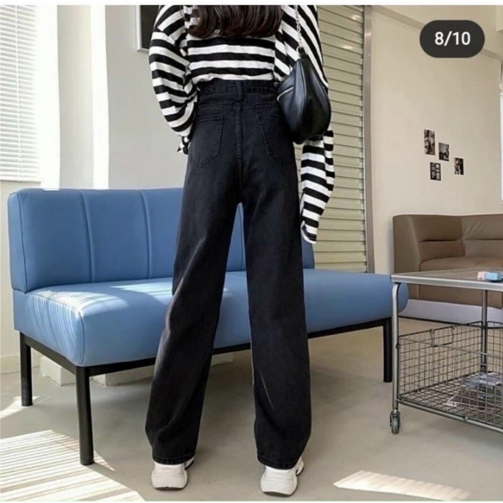 ( QUÀ TẶNG KHẨU TRANG) Quần Jean Nữ ống suông lưng Cao,  Quần Bò Ống Rộng hàng cao cấp SUMYF | BigBuy360 - bigbuy360.vn