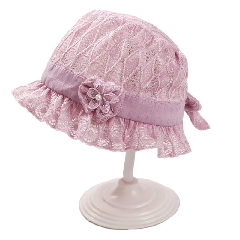 Mũ Cotton Phối Ren Kiểu Công Chúa Thời Trang Mùa Hè Xinh Xắn Cho Bé Gái