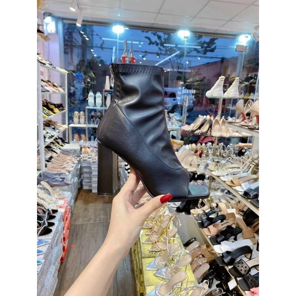 Bốt da nữ hở ngón cao gót da mềm , giày boots nữ da sịn xỏ ngón xinh xinh | BigBuy360 - bigbuy360.vn