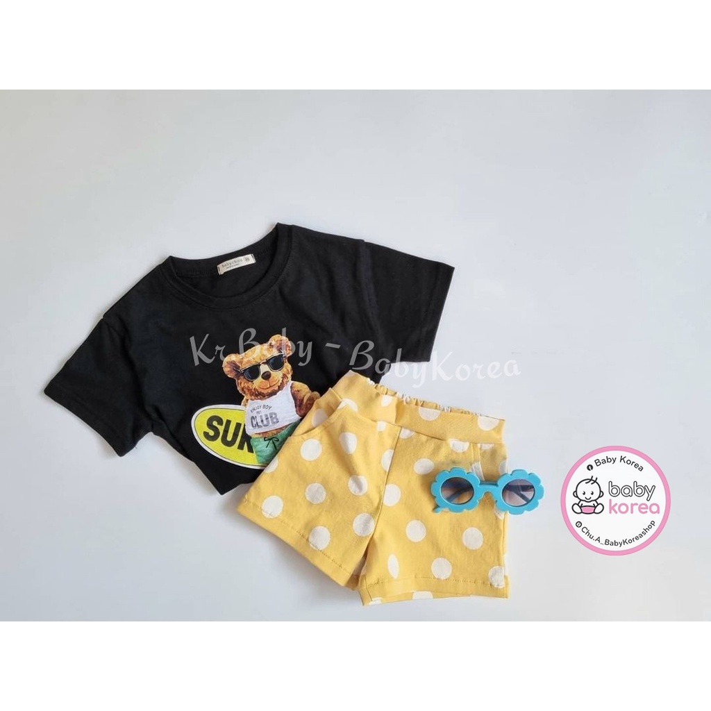 Áo phông, áo thun cộc tay in gấu ba màu cho bé trai, bé gái chính hãng Hàn Quốc thời trang trẻ em BABY KOREA