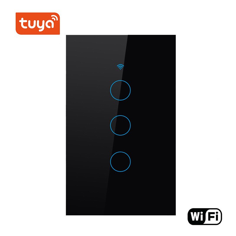 Công tắc thông minh Wifi chữ nhật 3 nút đen (App Tuya, SmartLife), Hổ trợ Alexa, Google Home, IFTTT