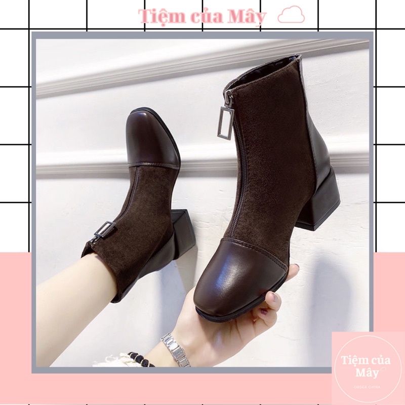 Giày (bốt) Boot da lộn, bốt cao cổ da mền, pha da đồng z