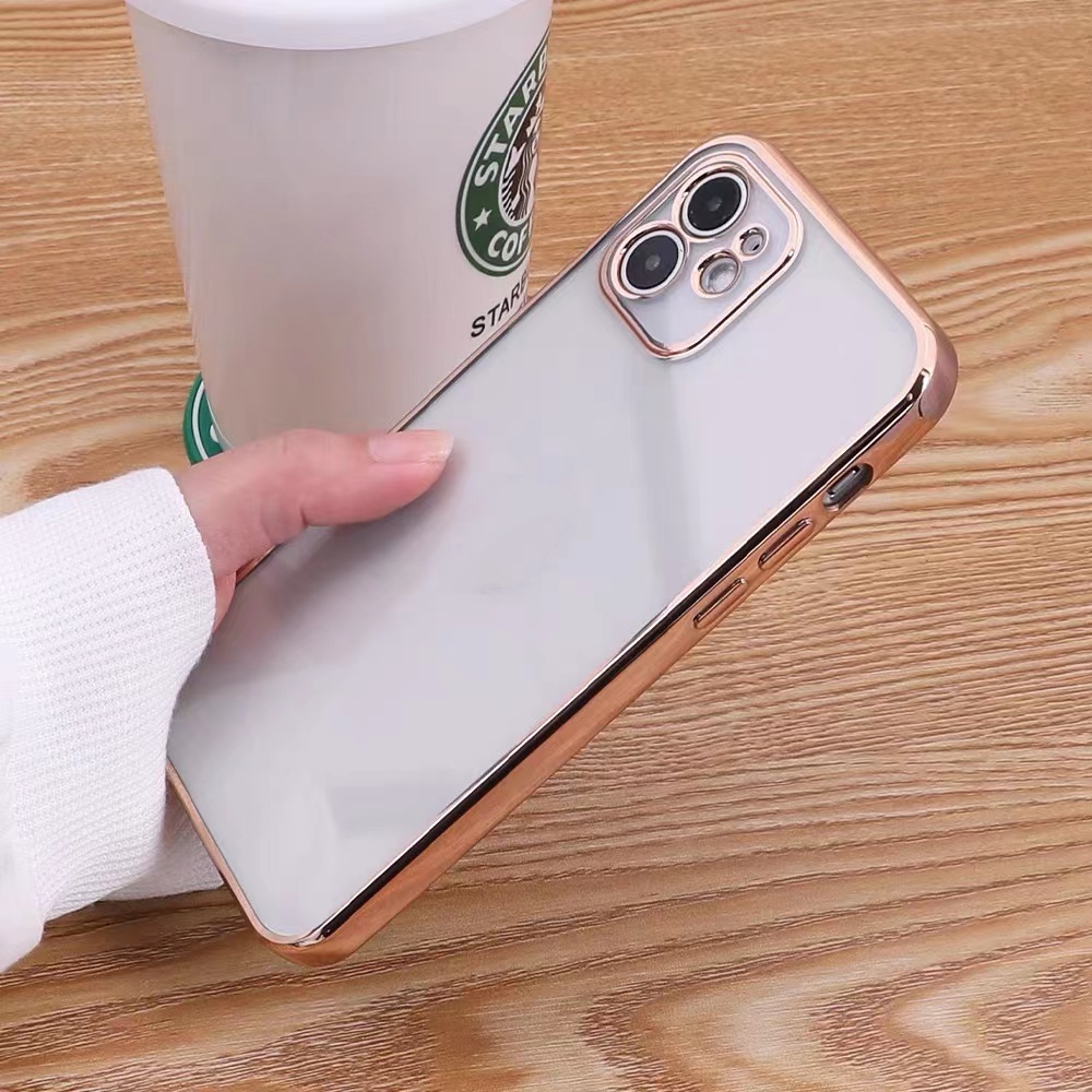 Ốp lưng Điện Thoại Silicon Mềm Trong Suốt Mạ Viền Sang Trọng Dành Cho iPhone 11 pro max x xs max xr 7 plus 8 plus 6s plus