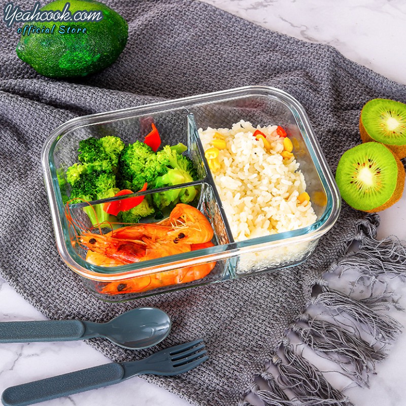 Hộp thủy tinh chia ngăn cao cấp Yeahcook Glass Lunch Box | BigBuy360 - bigbuy360.vn