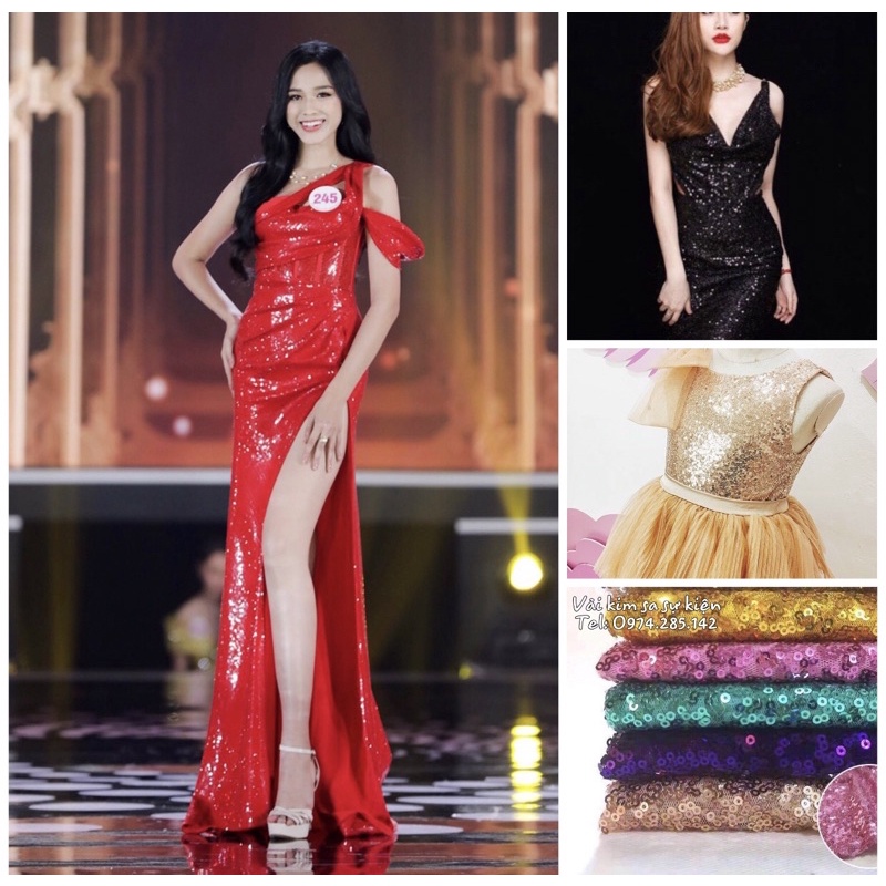 Vải kim sa, vải sequin may đầm dạ hội, trang trí sự kiện