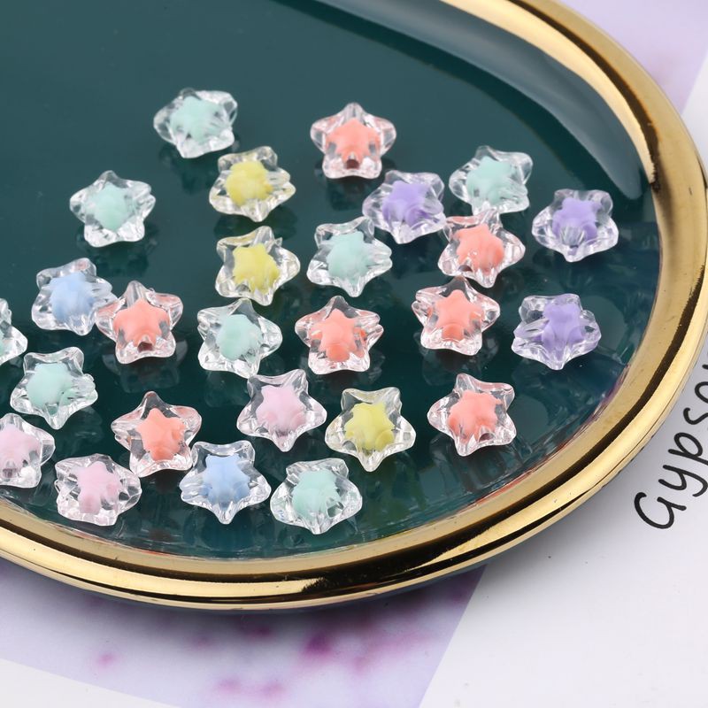 Charms Set 50 Hạt Nhựa acrylic Trong Suốt Nhiều Màu Dùng Làm Trang Sức Thủ Công