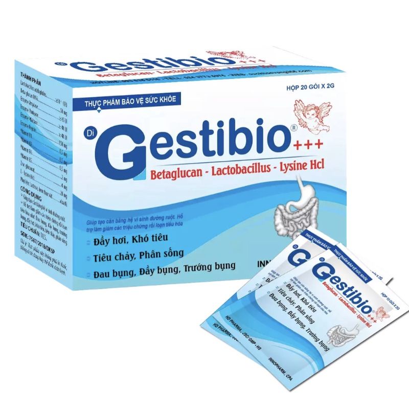 Gestibio_ giảm đầy hơi,khó tiêu,tiêu chảy,phân sống,đầy bụng,trướng bụng.Hộp 30 gói