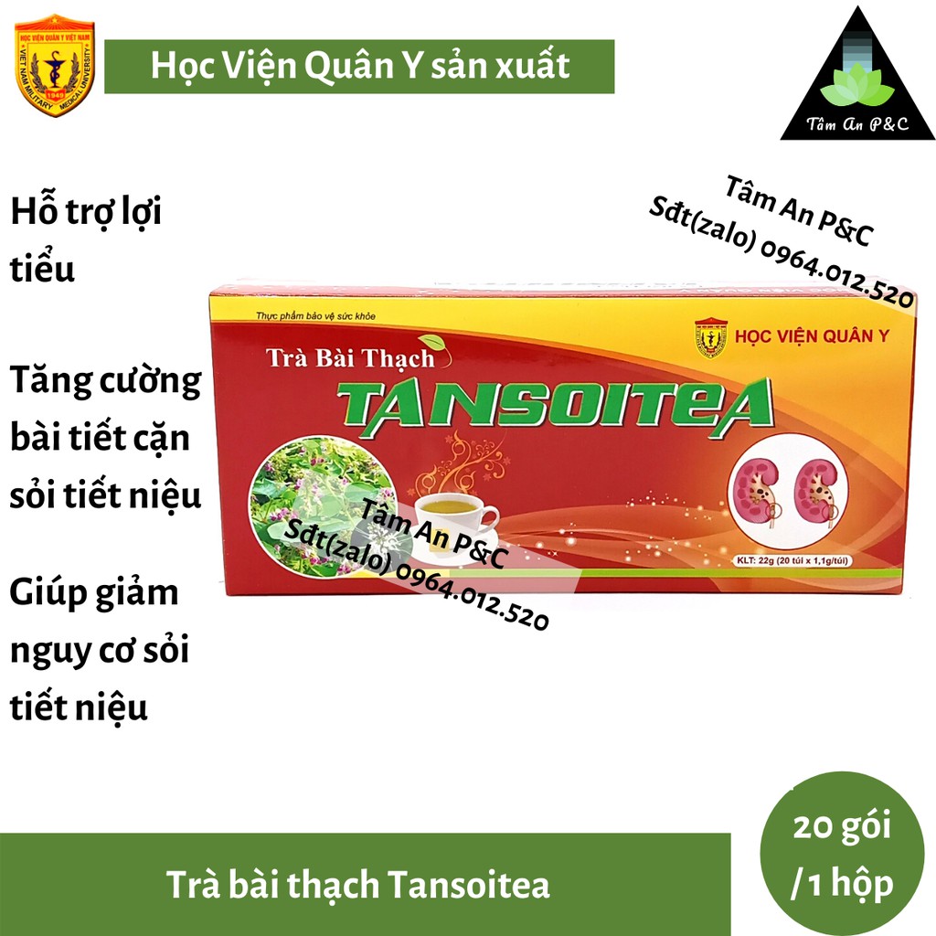 Trà bổ thận Tansoitea Học Viện Quân Y (hộp 20 gói) tăng cường bài tiết cặn sỏi niệu và giảm nguy cơ sỏi tiết niệu