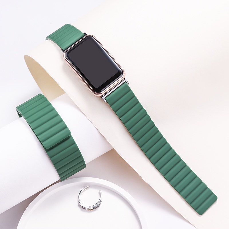 Dây Đeo Silicone Khóa Nam Châm Cho Đồng Hồ Thông Minh Huawei Watch Fit 2