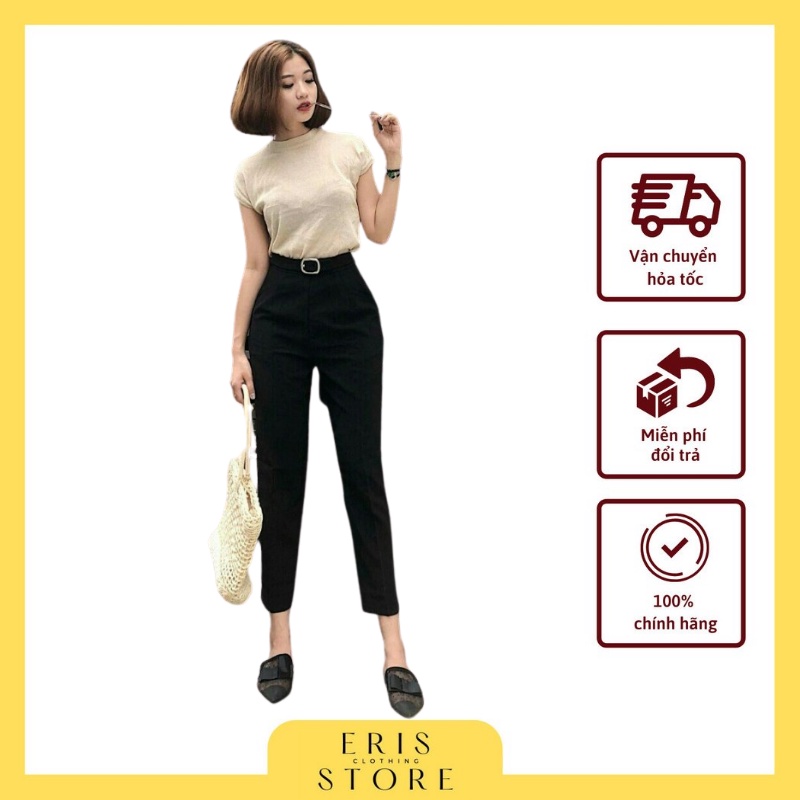 Quần baggy nữ công sở đai vuông cạp cao vnxk chất đẹp có ảnh thật | BigBuy360 - bigbuy360.vn