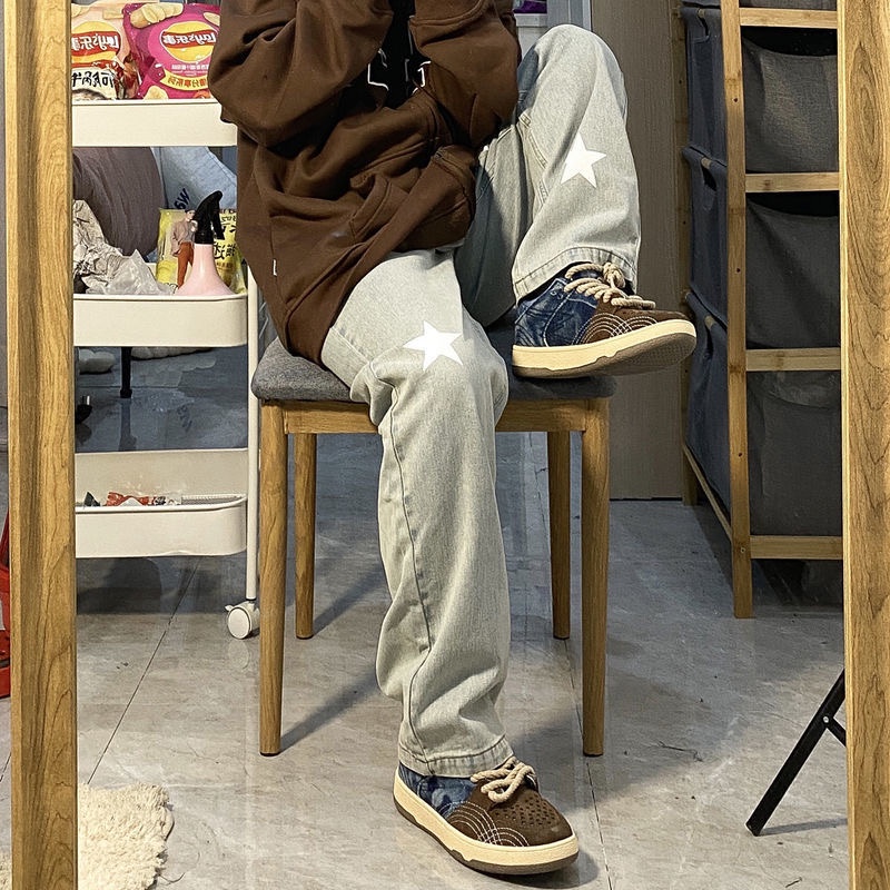 Quần jean dài MMIOT y2k ống rộng màu sắc đơn giản phong cách hip hop đường phố thời trang cho nam và nữ