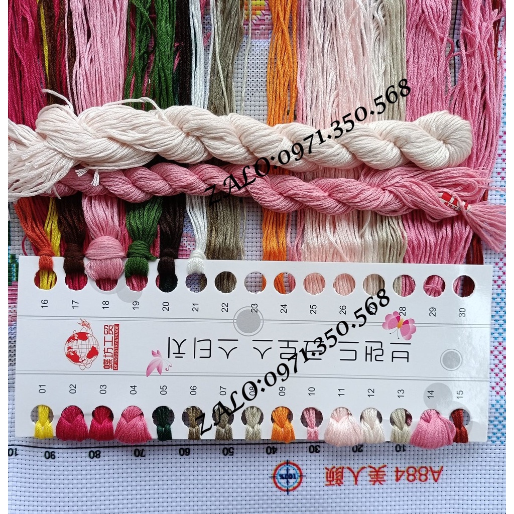 Tranh thêu chữ thập Bình Hoa Khoe Sắc A884-48x60cm