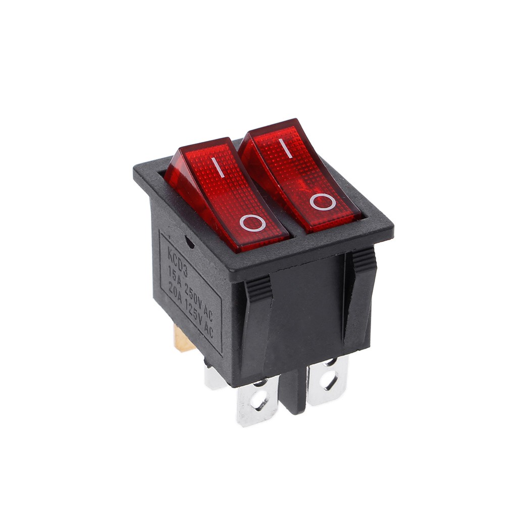 Công tắc bập bênh màu đỏ và xanh lá cây 20A 125V AC