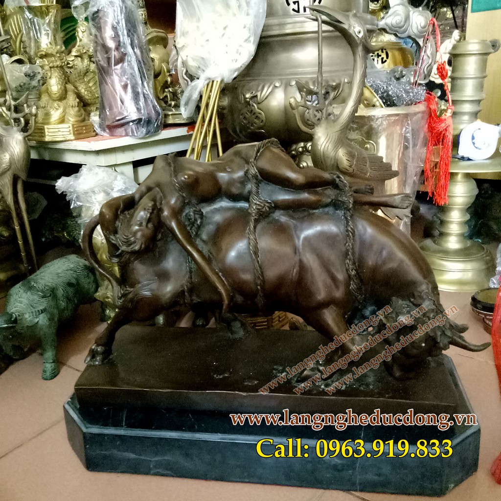 Tượng trang trí, cô gái trên lưng bò tót, tượng đồng trang trí, tượng châu âu