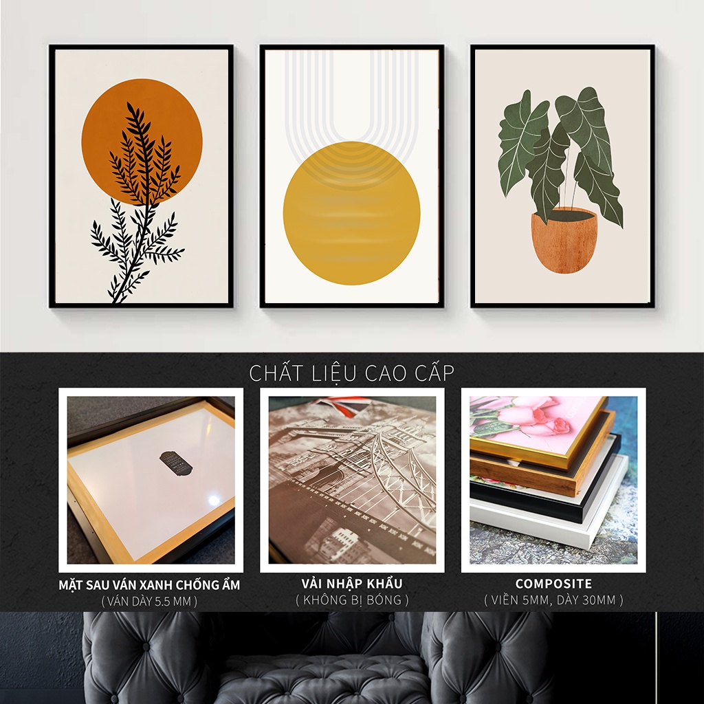 Tranh Canvas Bohemian Bộ 3 tấm - Phong cách tối giản