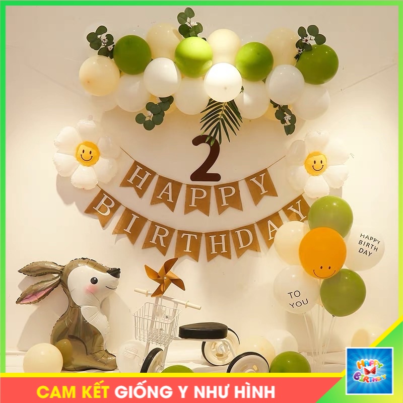 (freeship)(sét y hình)Sét trang trí sinh nhật phong cách hàn quốc cho bé trai,bé gái,thôi nôi , tặng bơm và băng keo dán