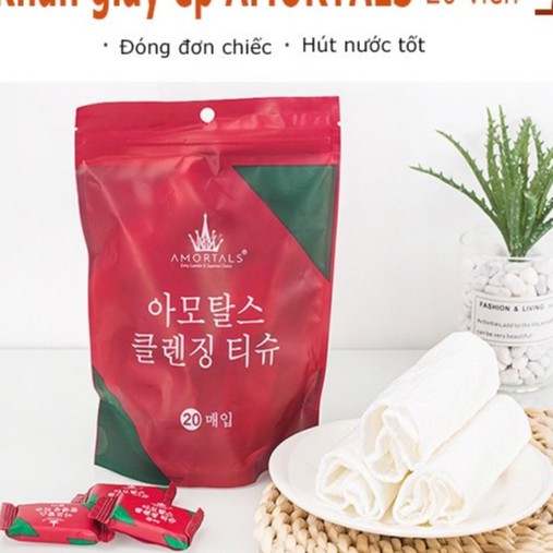 Khăn nén vải cotton dạng viên kẹo tiện dụng ( túi 20 viên)