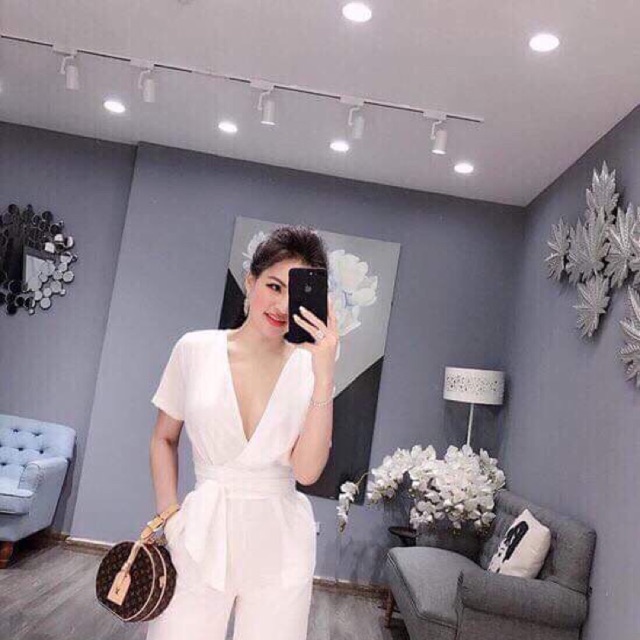 JUM CỔ CHÉO THẮT NƠ EO